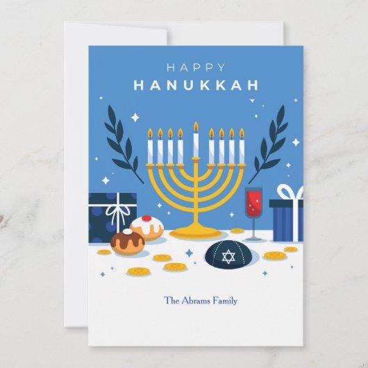 Hanukkah Elements Wenskaart Feestdagenkaart (Voorkant)
