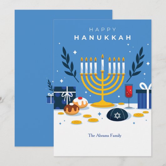 Hanukkah Elements Wenskaart Feestdagenkaart (Voorkant / Achterkant)