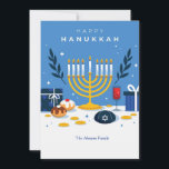 Hanukkah Elements Wenskaart Feestdagenkaart<br><div class="desc">Stuur iedereen vakantiegroeten met dit feestelijke Hanukkah-wenskaart. (Afbeelding van Freepik). De kaart kan eenvoudig worden aangepast met uw tekst, lettertype en lettertypekleur. Niet precies wat je zoekt? Al onze producten kunnen zonder extra kosten op maat worden ontworpen om aan uw behoeften te voldoen. Neem gewoon contact met ons op via...</div>