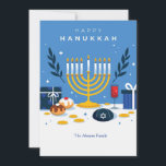 Hanukkah Elements Wenskaart Feestdagenkaart<br><div class="desc">Stuur iedereen vakantiegroeten met dit feestelijke Hanukkah-wenskaart. (Afbeelding van Freepik). De kaart kan eenvoudig worden aangepast met uw tekst, lettertype en lettertypekleur. Niet precies wat je zoekt? Al onze producten kunnen zonder extra kosten op maat worden ontworpen om aan uw behoeften te voldoen. Neem gewoon contact met ons op via...</div>