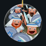 Hanukkah en de Maccabees Keramisch Ornament<br><div class="desc">Een illustratie van de cartoon van de dappere Maccabees die zich in een grot verbergen en reddingsplannen maken. Het joodse festival van Chanoeka.</div>