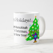 Hanukkah en Kerstmis Together Coffee-Mok Grote Koffiekop (Voorkant rechts)