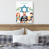Hanukkah familie maaltijd canvas kunst (Insitu (Slaapkamer))