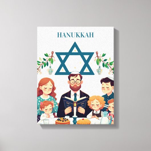 Hanukkah familie maaltijd canvas kunst (Voorkant)