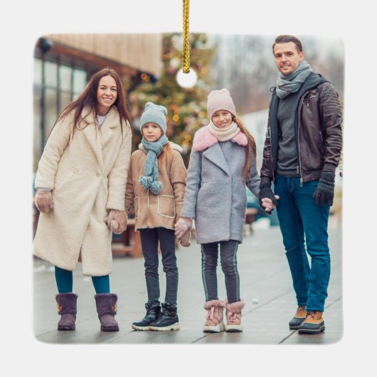 Hanukkah Family Photo Collage Cute Custom 2 Sided Keramisch Ornament (Achterkant)