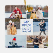 Hanukkah Family Photo Collage Cute Custom 2 Sided Keramisch Ornament (Voorkant)