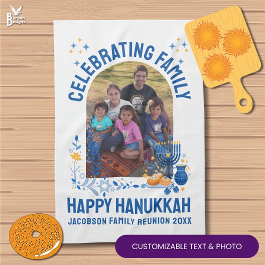 HANUKKAH FAMILY REUNION Aangepaste Fotonaam Chanoe Theedoek
