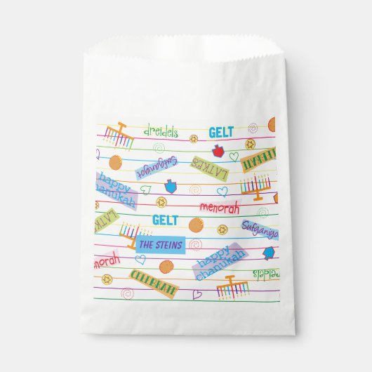 Hanukkah Favor Bag, "Chanukah Party" Bedankzakje (Voorkant)