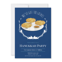 Hanukkah-feest glimlachende Latkes Blauw Witte Fee
