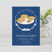 Hanukkah-feest glimlachende Latkes Blauw Witte Fee Kaart (Staand voorkant)