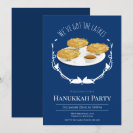 Hanukkah-feest glimlachende Latkes Blauw Witte Fee Kaart