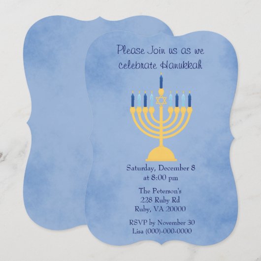Hanukkah Feest Kaart (Voorkant / Achterkant)