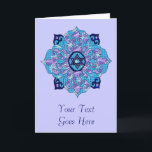 Hanukkah Feestdagen Kaart<br><div class="desc">Blauwen van alle schoppen, lila en lavender in een bloesvorm met een zeszijdige ster in het midden is een geweldige manier om Hanoeka te vieren en tegelijkertijd je individualiteit te uiten.</div>