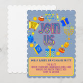 Hanukkah-feestuitnodigingen met modern tekstontwer kaart (Voorkant / Achterkant)