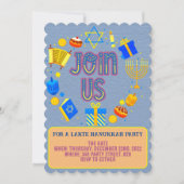 Hanukkah-feestuitnodigingen met modern tekstontwer kaart (Voorkant)