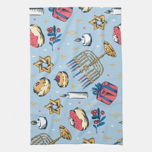 Hanukkah Festival Lights Pattern Gifts Theedoek (Verticaal)