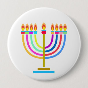 Hanukkah Festival Menorah decoratieve regenboogkle Ronde Button 4,0 Cm
