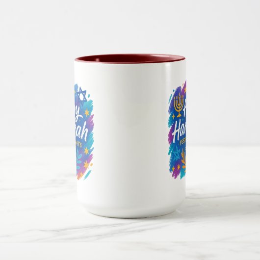 Hanukkah Festival of Lights Art – Combo Mug Mok (Midden)