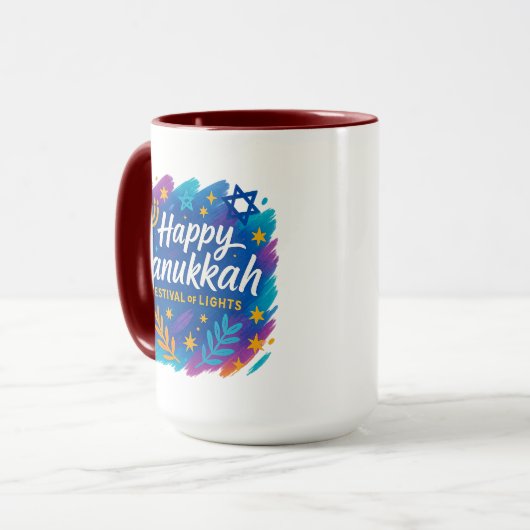 Hanukkah Festival of Lights Art – Combo Mug Mok (Voorkant links)