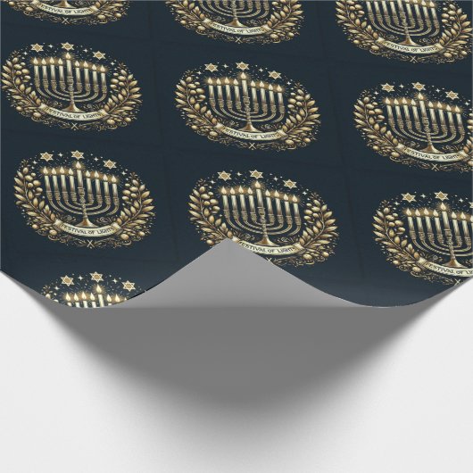 Hanukkah Festival of Lights Wrapping Paper Cadeaupapier (Hoek)