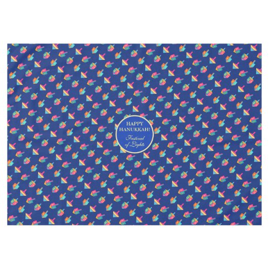 Hanukkah Festival Party dreidels blue pattern toys Tafelkleed (Voorkant (Horizontaal))