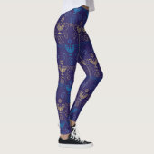Hanukkah Festival Party Trendy Blue Doodle Pattern Leggings (Rechts)