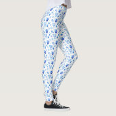 Hanukkah Festival Party Trendy Blue Doodle Pattern Leggings (Rechts)