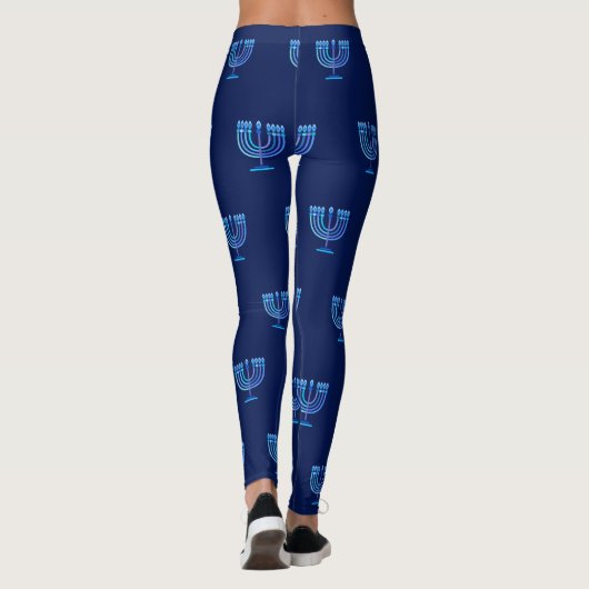 Hanukkah Festival Party Trendy Blue Doodle Pattern Leggings (Achterkant)