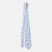 Hanukkah Festival Party Trendy Blue Doodle Pattern Stropdas (Achterkant)