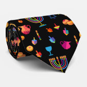 Hanukkah Festival Party Trendy Blue Doodle Pattern Stropdas (Opgerold)