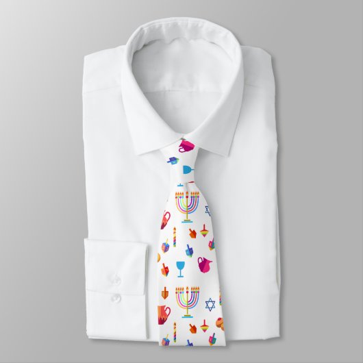 Hanukkah Festival Party Trendy Blue Doodle Pattern Stropdas (Gebonden)