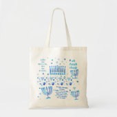Hanukkah Festival Party Trendy Blue Doodle Pattern Tote Bag (Voorkant)
