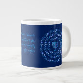 Hanukkah Festival van de lichten Mandala Navy Blue Grote Koffiekop (Voorkant rechts)