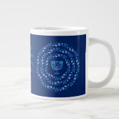 Hanukkah Festival van de lichten Mandala Navy Blue Grote Koffiekop (Rechts)