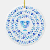 Hanukkah Festival van de Lichtpartij Mandala Blue Keramisch Ornament (Achterkant)