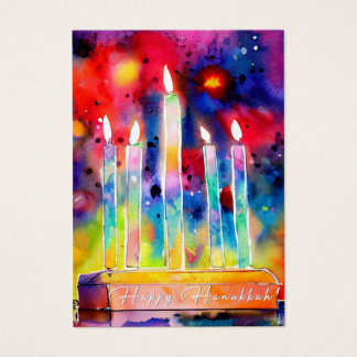 Hanukkah Festival van Licht Waterverf Gift Label Visitekaartje