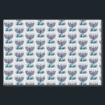 Hanukkah Floral Menorah Pattern Tissuepapier<br><div class="desc">Hanukkah-illustratie door Cindy Bendel. U kunt de patroongrootte veranderen om de menu's groter of kleiner te maken. Klik uitgeven knoop om het patroon te wijzigen.</div>
