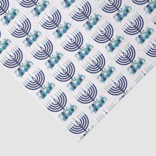 Hanukkah Floral Menorah Pattern Tissuepapier (Detail)