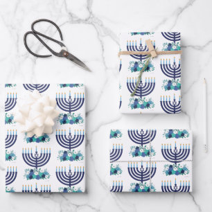 Hanukkah Floral Menorah Wedding Flowers Inpakpapier Vel