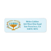 HANUKKAH Floral Wreath Menorah Retouradres Etiket (Voorkant)