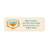 HANUKKAH Floral Wreath Menorah Retouradres Etiket (Voorkant)