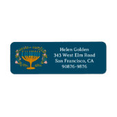 HANUKKAH Floral Wreath Menorah Retouradres Etiket (Voorkant)