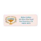 HANUKKAH Floral Wreath Menorah Retouradres Etiket (Voorkant)