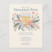 Hanukkah Florals Hand-draw Custom Party Invitation Briefkaart (Voorkant)