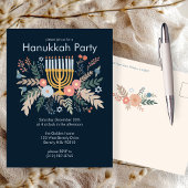 Hanukkah Florals Hand-draw Custom Party Invitation Briefkaart