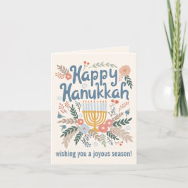 Hanukkah FLorals Hand-getrokken Art CUSTOM 4 FOTO Feestdagen Kaart
