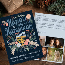 Hanukkah FLorals Hand-getrokken Art CUSTOM 4 FOTO