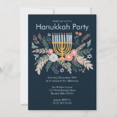 Hanukkah FLorals Hand-getrokken Art CUSTOM Party Kaart (Voorkant)