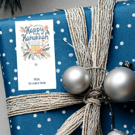 Hanukkah FLorals Hand-getrokken CUSTOM TO FROM Gif Etiket