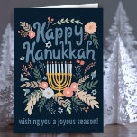 Hanukkah FLorals Hand-getrokken kunst CUSTOM Feestdagen Kaart<br><div class="desc">Prettige feestdagen Zoete tekening om iemand te wensen! Klik op "personaliseren" om de tekst aan de binnen- en voorkant te wijzigen. U kunt ook kleuren en lettertypen wijzigen, alles is aanpasbaar! Ook verkrijgbaar in mijn winkel in verschillende kleuren en stijl, als briefkaarten, platte kaarten en als digitale download om direct...</div>